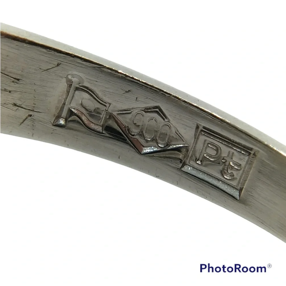Platinum 900 1Carat Natural Diamond Semi V Ring - Picture 7 of 7